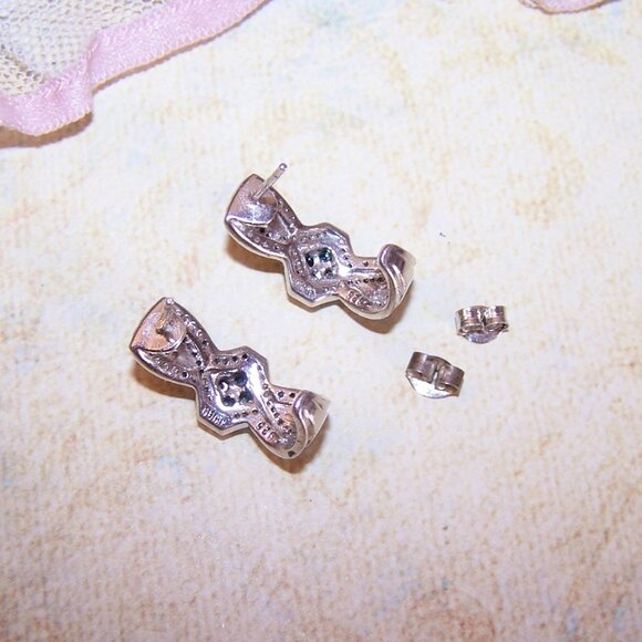 JWBR Made in India Sterling Silver Blue/Clear Lab Diamond Pierced Earrings - Picture 7 of 8